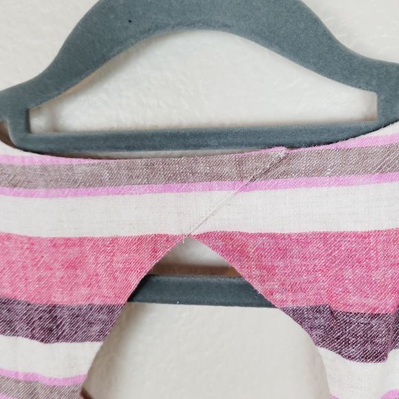 LOFT Size 0 Pink Striped Linen Mini Dress - Picture 9 of 11